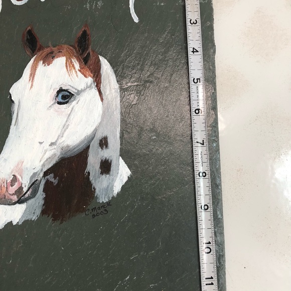 Home Decor Rustic SLATE PAINT HORSE WELCOME DOOR HANGER Hand Painted Stone Art - Picture 4 of 5